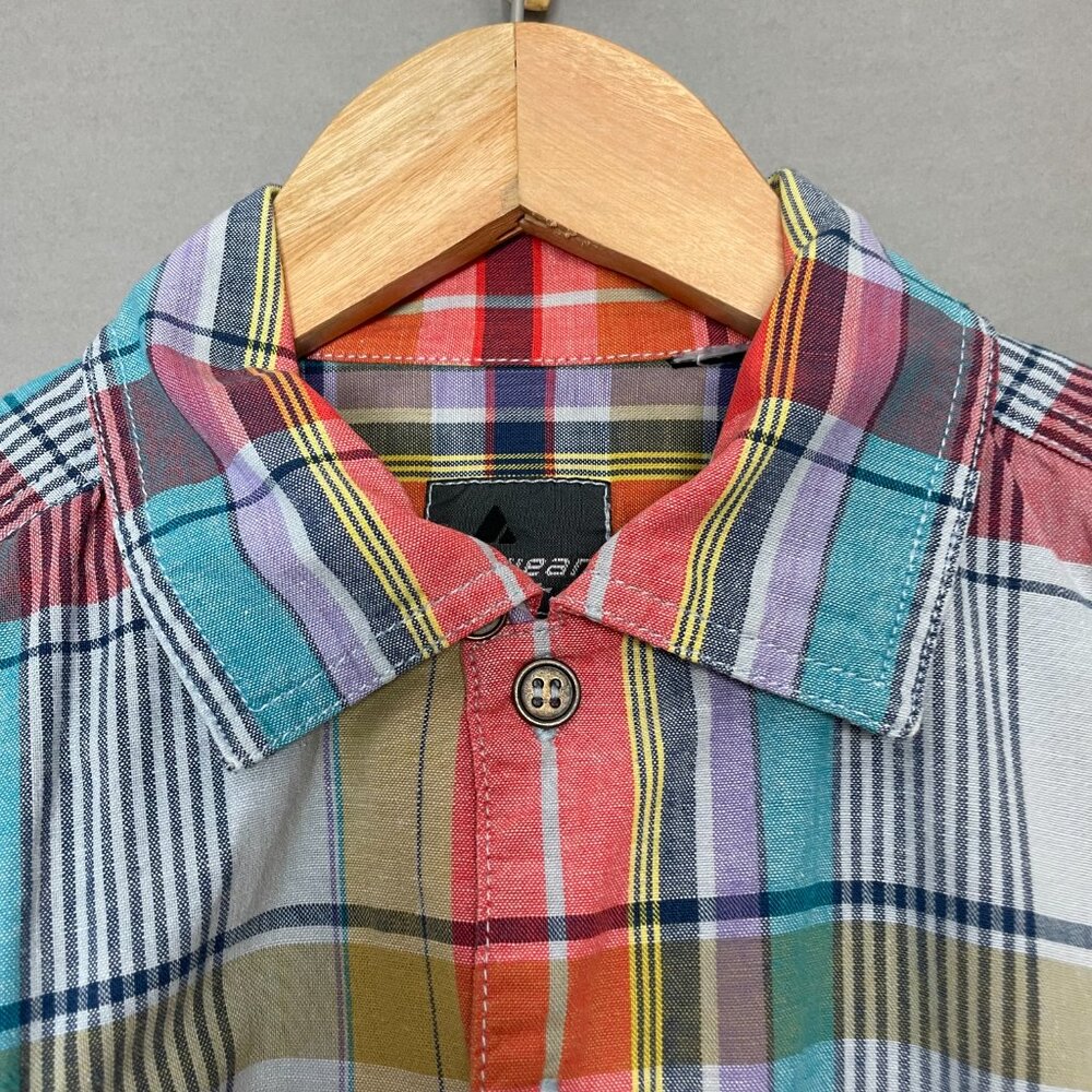 Vintage 90s Plaid Shirt Colorful Women‎ Long Sleeve Button-Up Top LizWear Petite